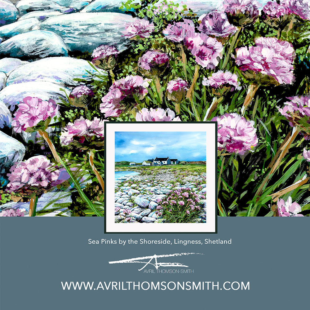 Sea pinks by the shoreside card