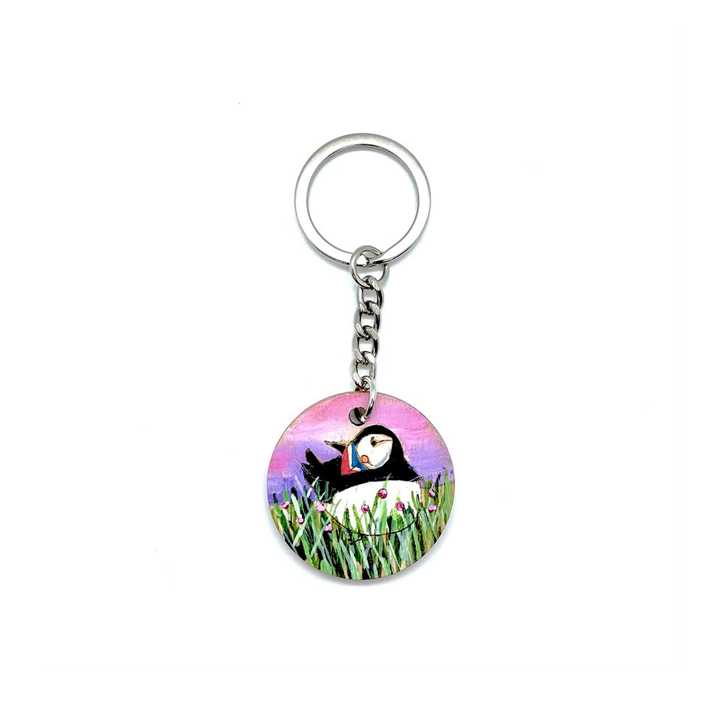 Round puffin keyring