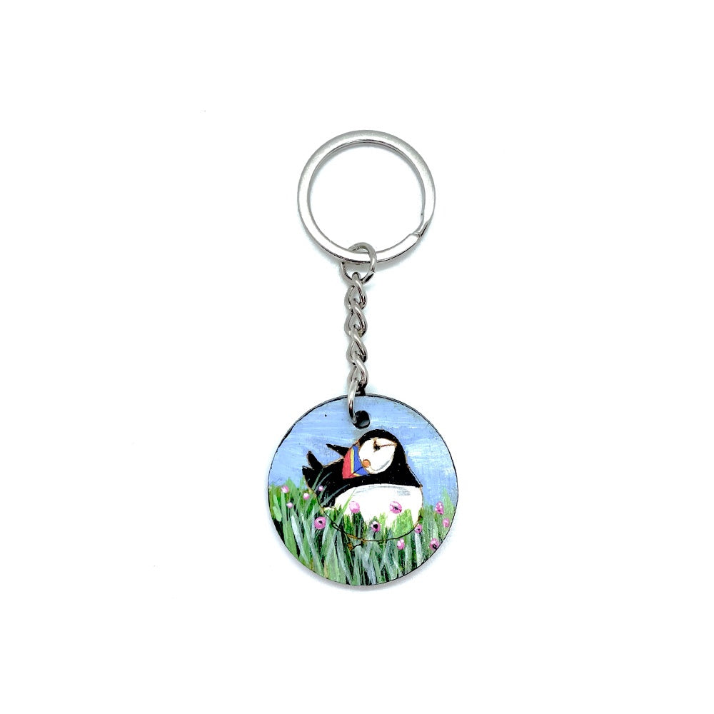 Round puffin keyring