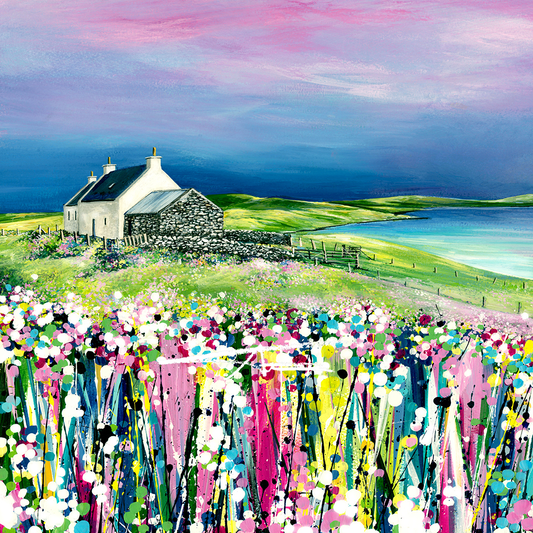 14" Framed (White) Nightfall at Hannigarth - Unst