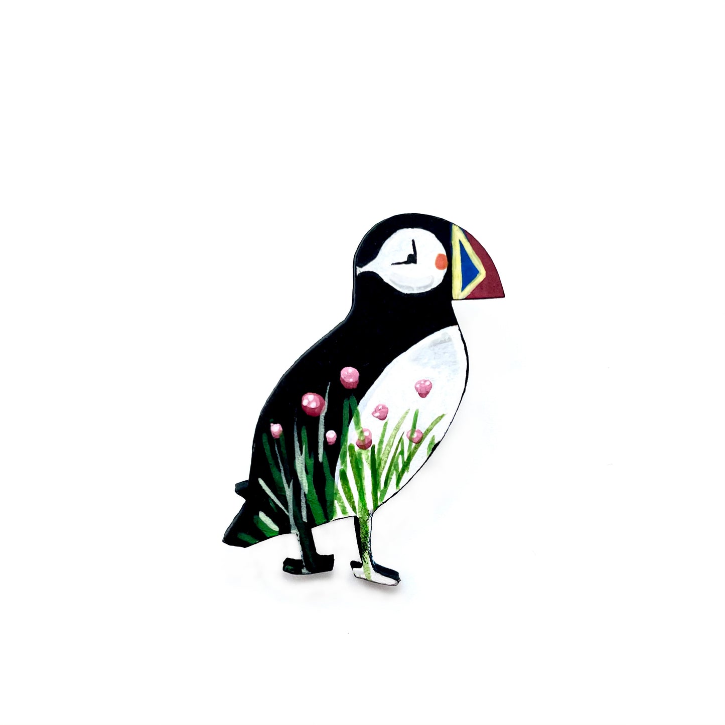 Puffin Flower Brooch