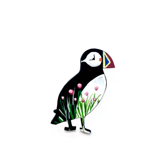 Puffin Flower Brooch