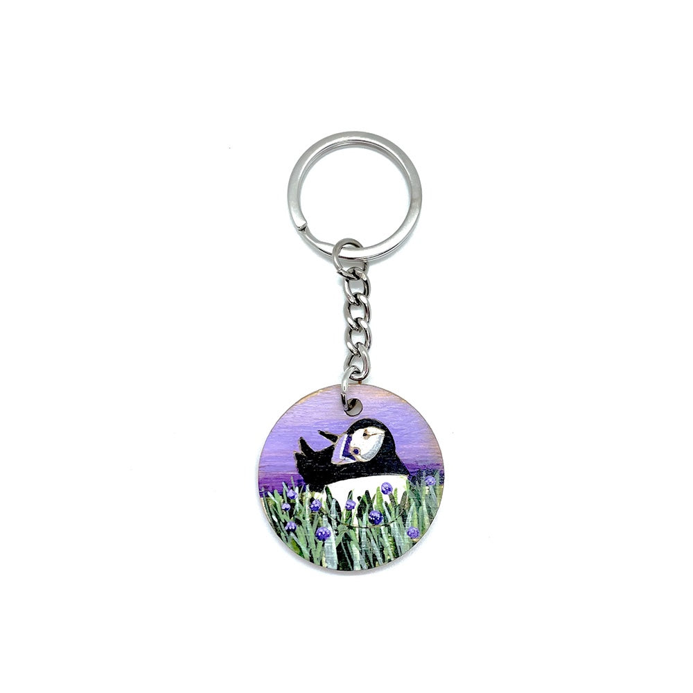 Round puffin keyring