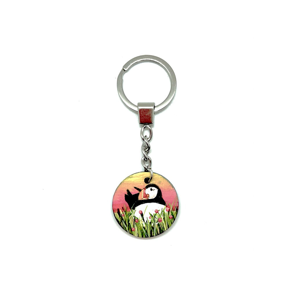 Round puffin keyring