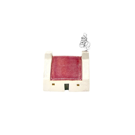 Ceramic Croft House with smoke - Pink