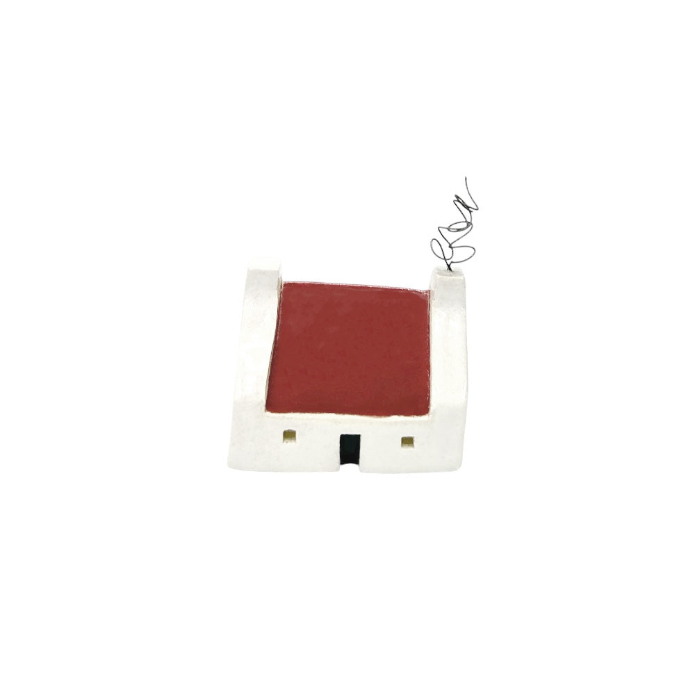 Ceramic Croft House with smoke - Red
