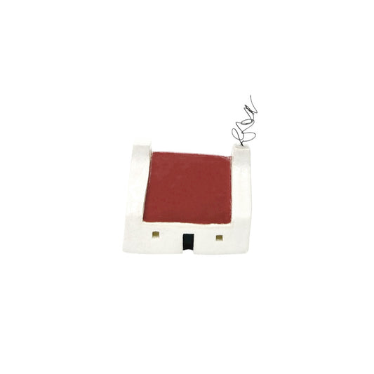 Ceramic Croft House with smoke - Red